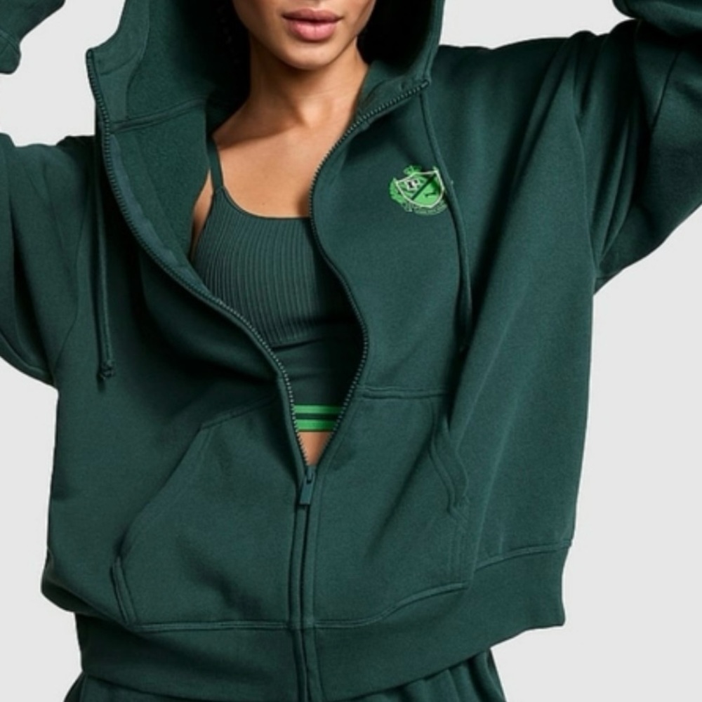 NWT PINK VS Ivy Campus Fleece Full Zip Hoodie